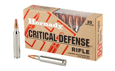 Box of Hornady Critical Defense rifle ammunition