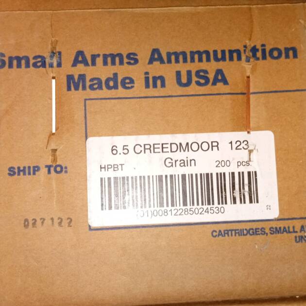 Armscor 6.5 Creedmoor Rifle Ammo - 123 Grain |Hollow Point Boat Tail | 200rd Case (10 Boxes)
