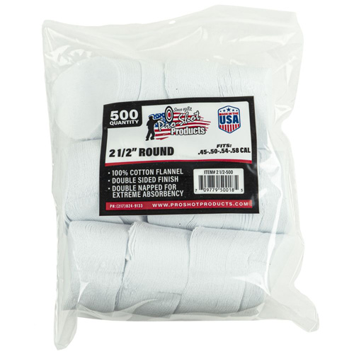 COTTON FLANNEL PATCHES - 45-58 CAL, 500 COUNT