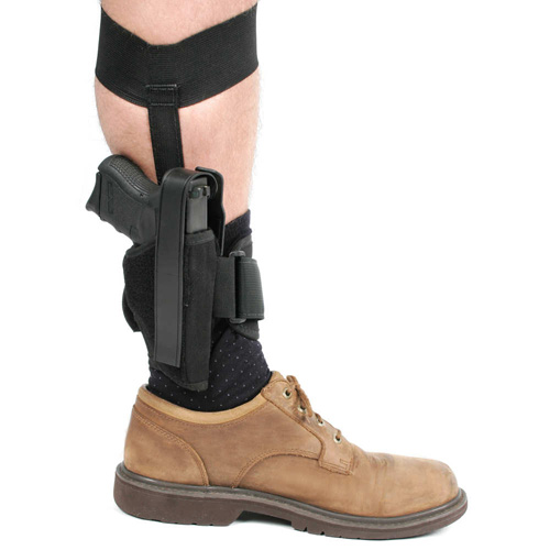 NYLON ANKLE HOLSTER - BLACK, RH, SZ 1, 3-4" BBL MEDIUM FRAME .32/.380 AUTOS