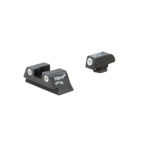 BRIGHT & TOUGH NIGHT SIGHTS - GLOCK SMALL FRAMES, FRONT WHITE OUTLINE/GREEN TRITIUM, REAR WHITE OUTLINE/ORANGE TRITIUM