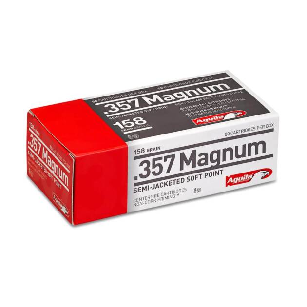 Aguila Ammunition .357 Magnum Handgun Ammo - 158 Grain | Semi-Jacketed Soft Point | 50rd Box