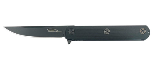 EK FOLDER - BLACK, DROP POINT, PLAIN EDGE, 4" BLADE