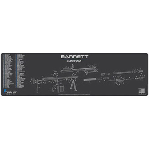 BARRETT M107A1 SCHEMATIC MAGNUM GUN MAT - CHARCOAL GRAY/CERUS BLUE, 14" X 48"